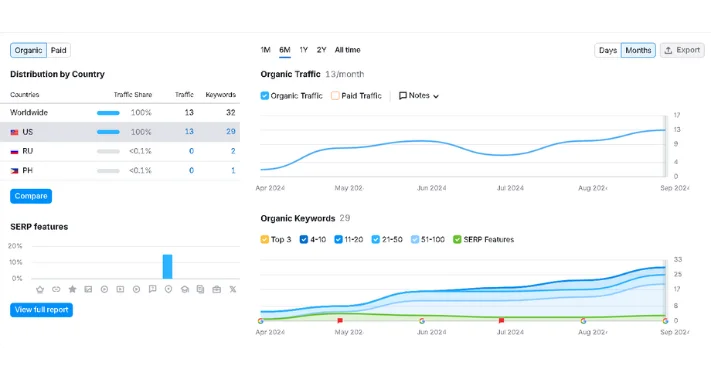 Rayne Plumbing performance on Semrush