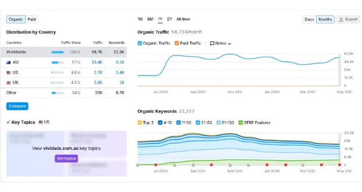 Vividads SEO Growth Chart